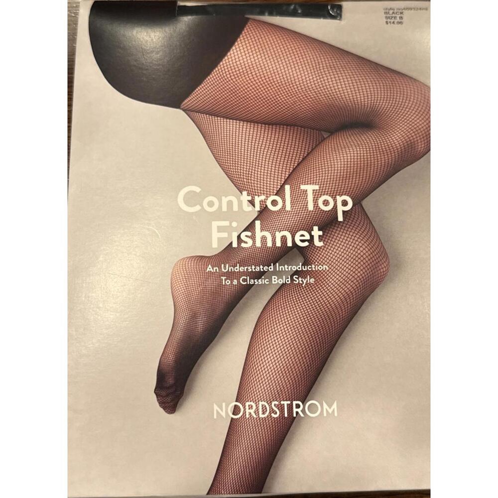 Nordstrom Fishnet Control Top Pantyhose Size B  Black